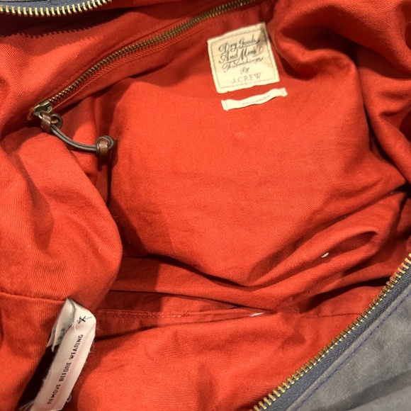 HTF Genuine J CREW Abingdon Weekender Navy Blue Waxed Canvas Leather Duffle Bag - Picture 9 of 13